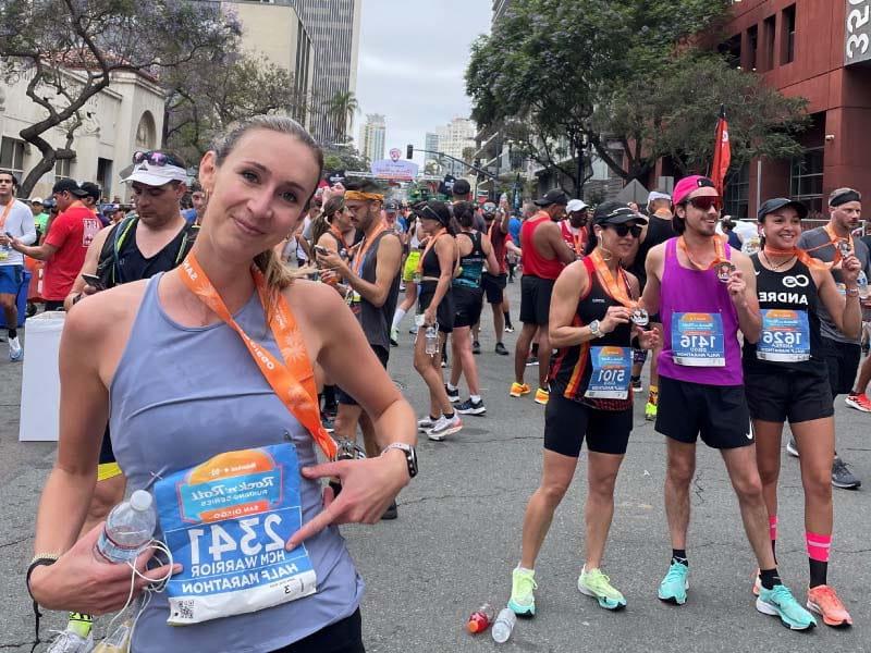 Ava Van der Meer (right) takes part in a half-marathon after she received an implantable cardioverter defibrillator in 2020. (Photo courtesy of Ava Van der Meer)